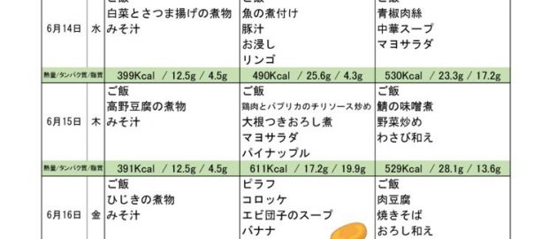 つくも苑献立表H290612のサムネイル