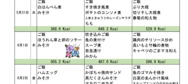 つくも苑献立表H2906のサムネイル