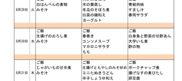 つくも苑献立表H2909-idishのサムネイル