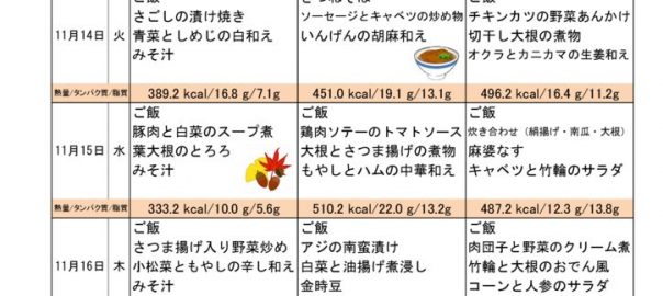つくも苑献立表H291112のサムネイル