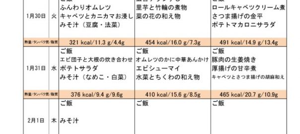 つくも苑献立表H30128のサムネイル