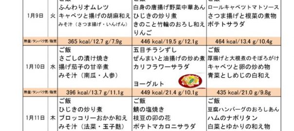 つくも苑献立表H3017のサムネイル
