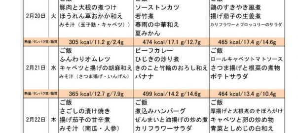 つくも苑献立表H300218のサムネイル