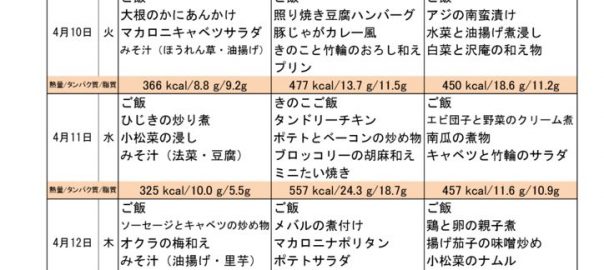 つくも苑献立表H3048のサムネイル