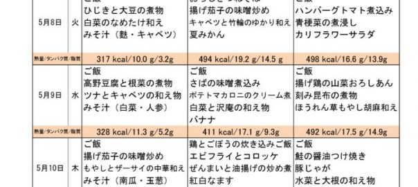 つくも苑献立表H300506のサムネイル