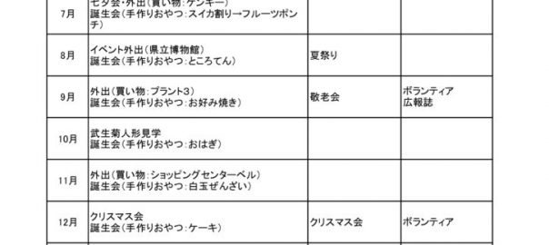 平成30年度つくも苑デイサービスセンター年間行事カレンダーのサムネイル