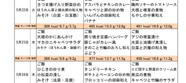 つくも苑献立表H300520のサムネイル
