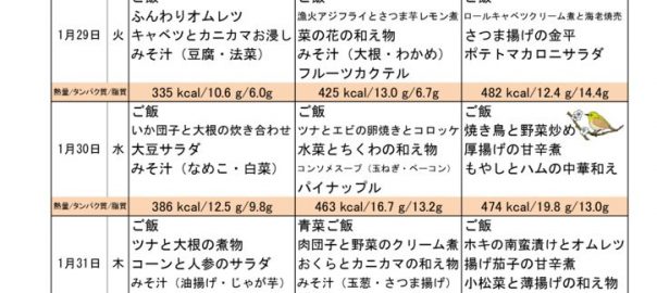 つくも苑献立表20190127のサムネイル