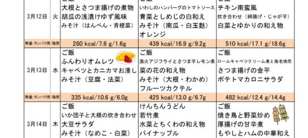 つくも苑献立表20190310のサムネイル