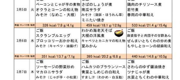 つくも苑献立表20190303のサムネイル
