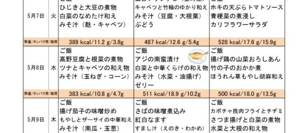 つくも苑献立表20190505のサムネイル