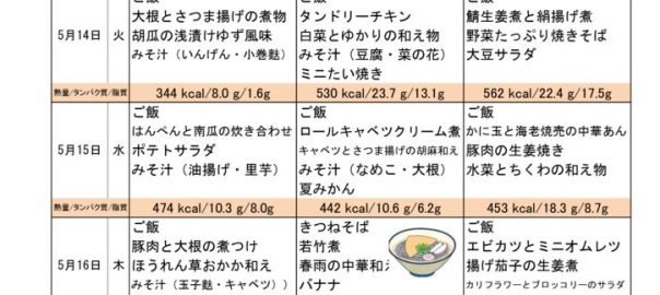 つくも苑献立表20190512のサムネイル