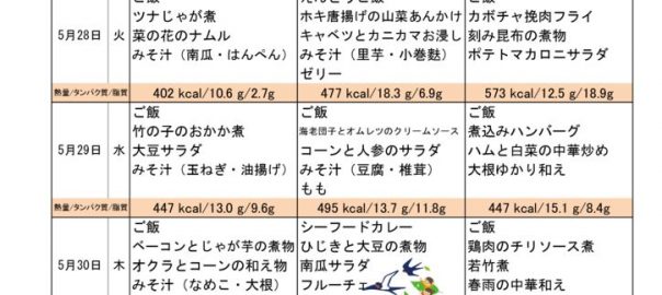 つくも苑献立表20190526-のサムネイル