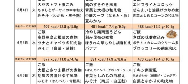 つくも苑献立表20190602のサムネイル