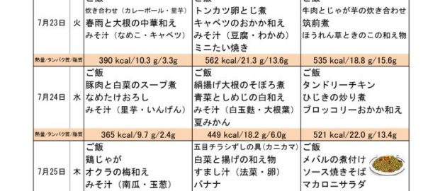 つくも苑献立表20190721のサムネイル