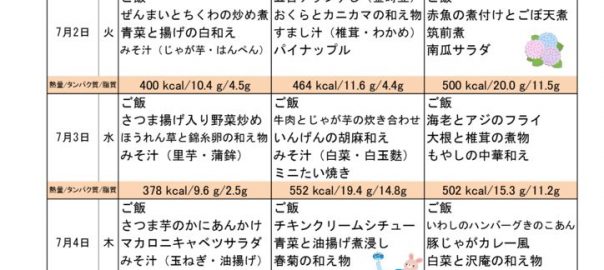 つくも苑献立表201907.のサムネイル
