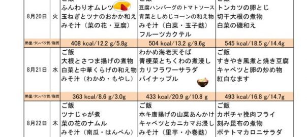 つくも苑献立表20190818のサムネイル