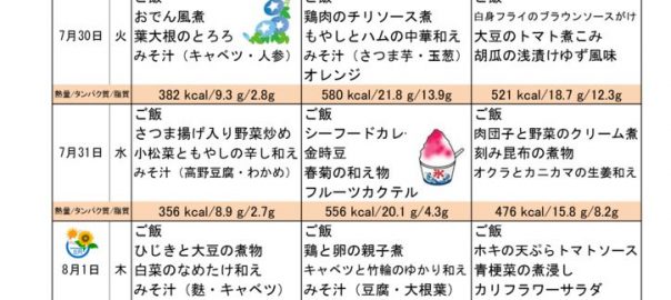 つくも苑献立表20190728.のサムネイル