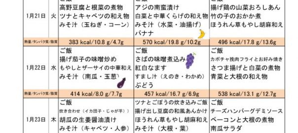 つくも苑献立表20200119のサムネイル