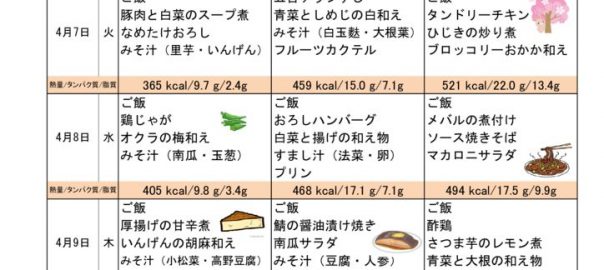 つくも苑献立表20200405のサムネイル