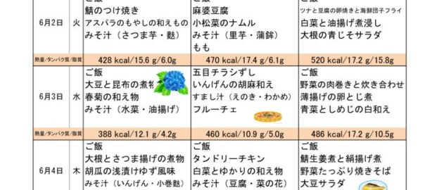 つくも苑献立表2020531.のサムネイル